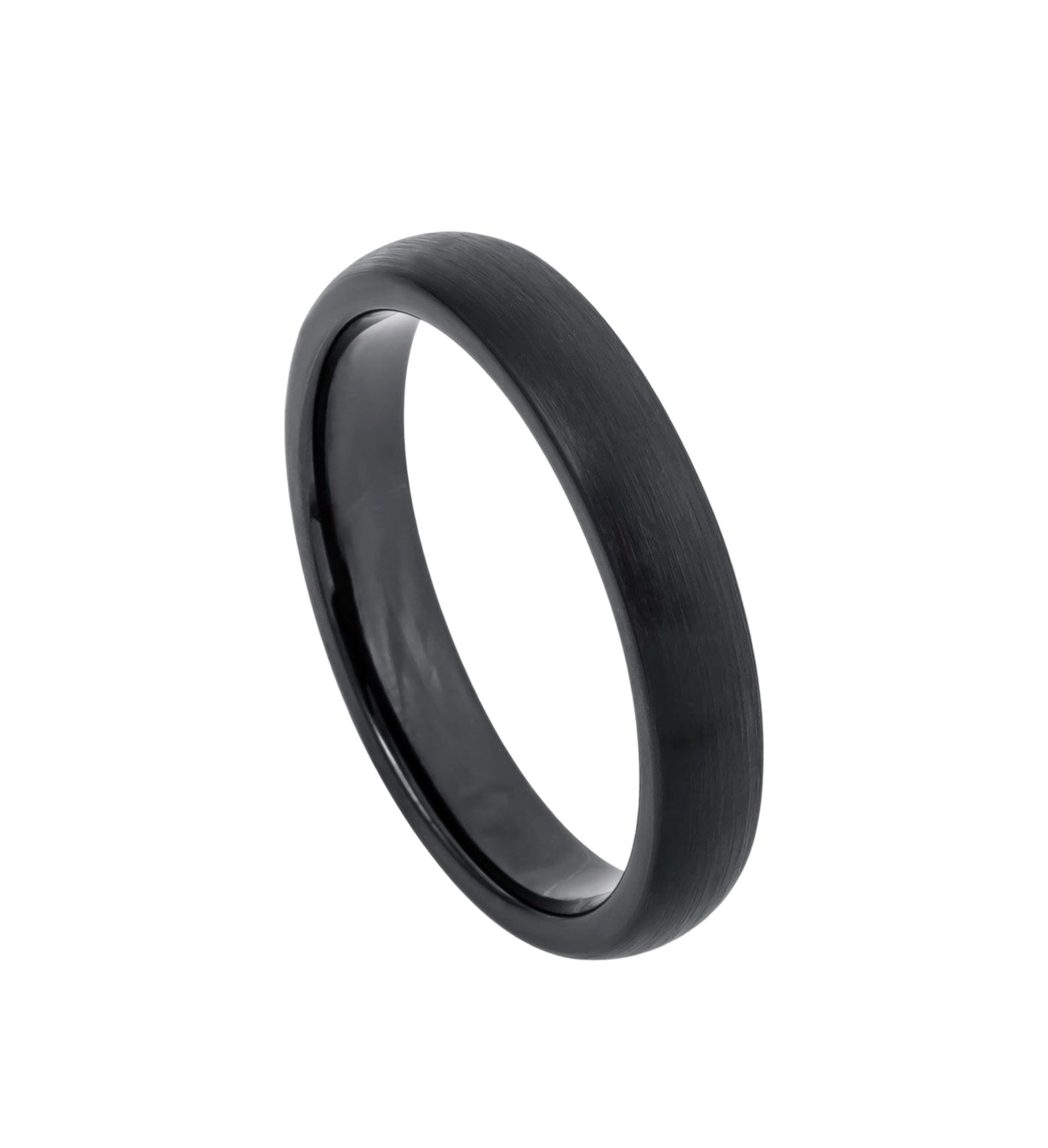 Tungsten Ring Brushed Black IP Plated Classic Domed Band – 4mm