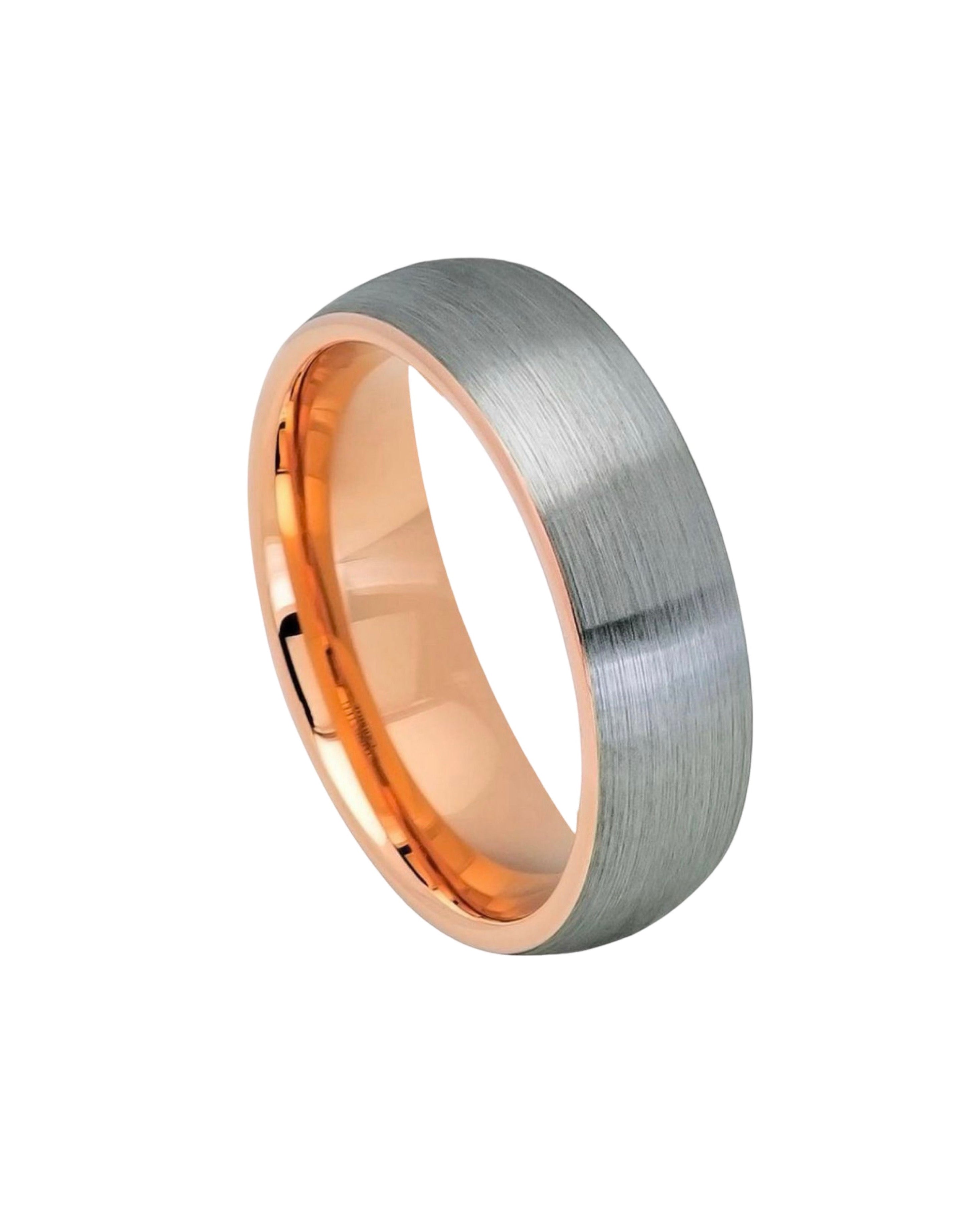 Domed Rose Gold IP Plated Inside & Gun Metal Brushed Center – 6mm
