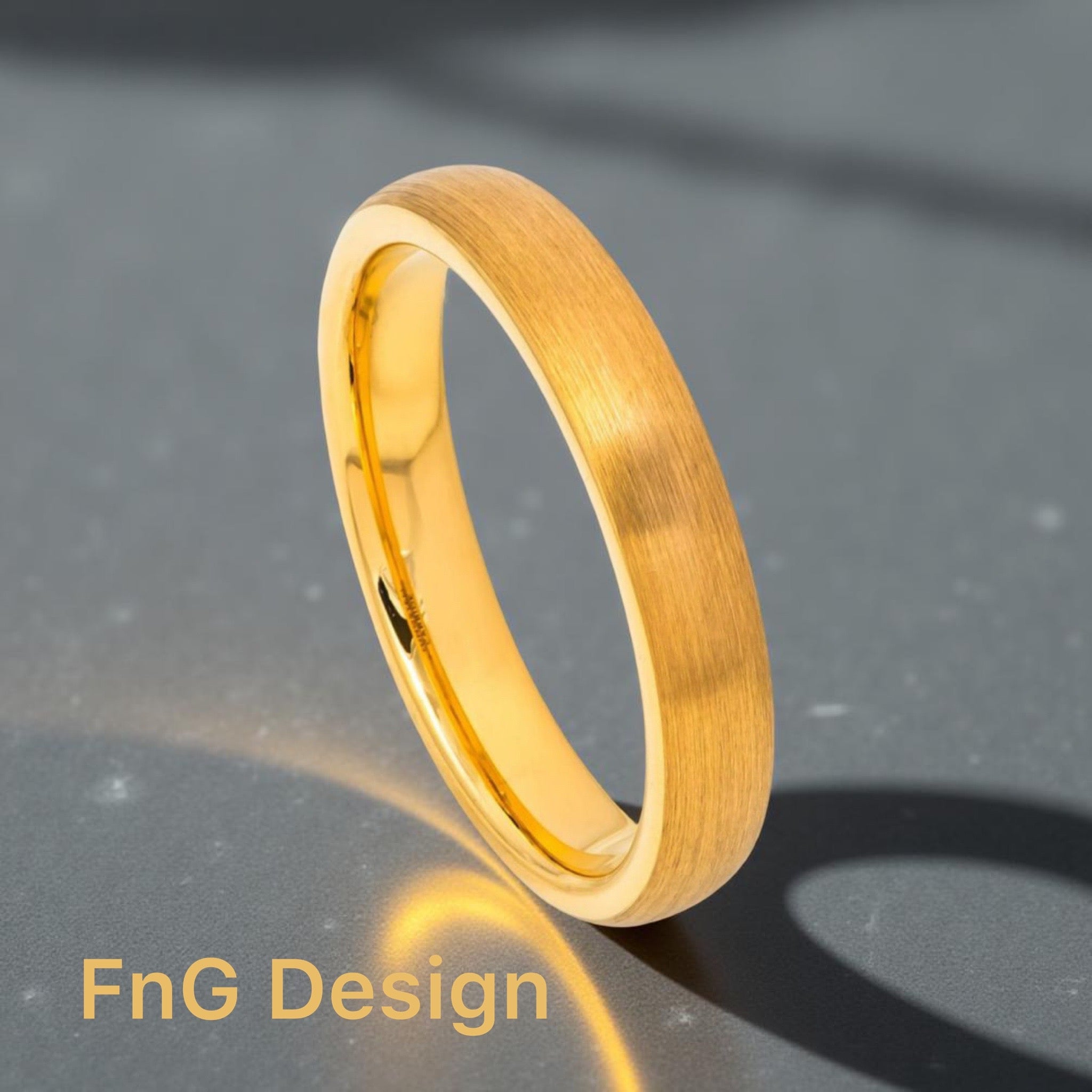 Tungsten Carbide Yellow Gold 4mm IP Plated Brushed Domed Ring