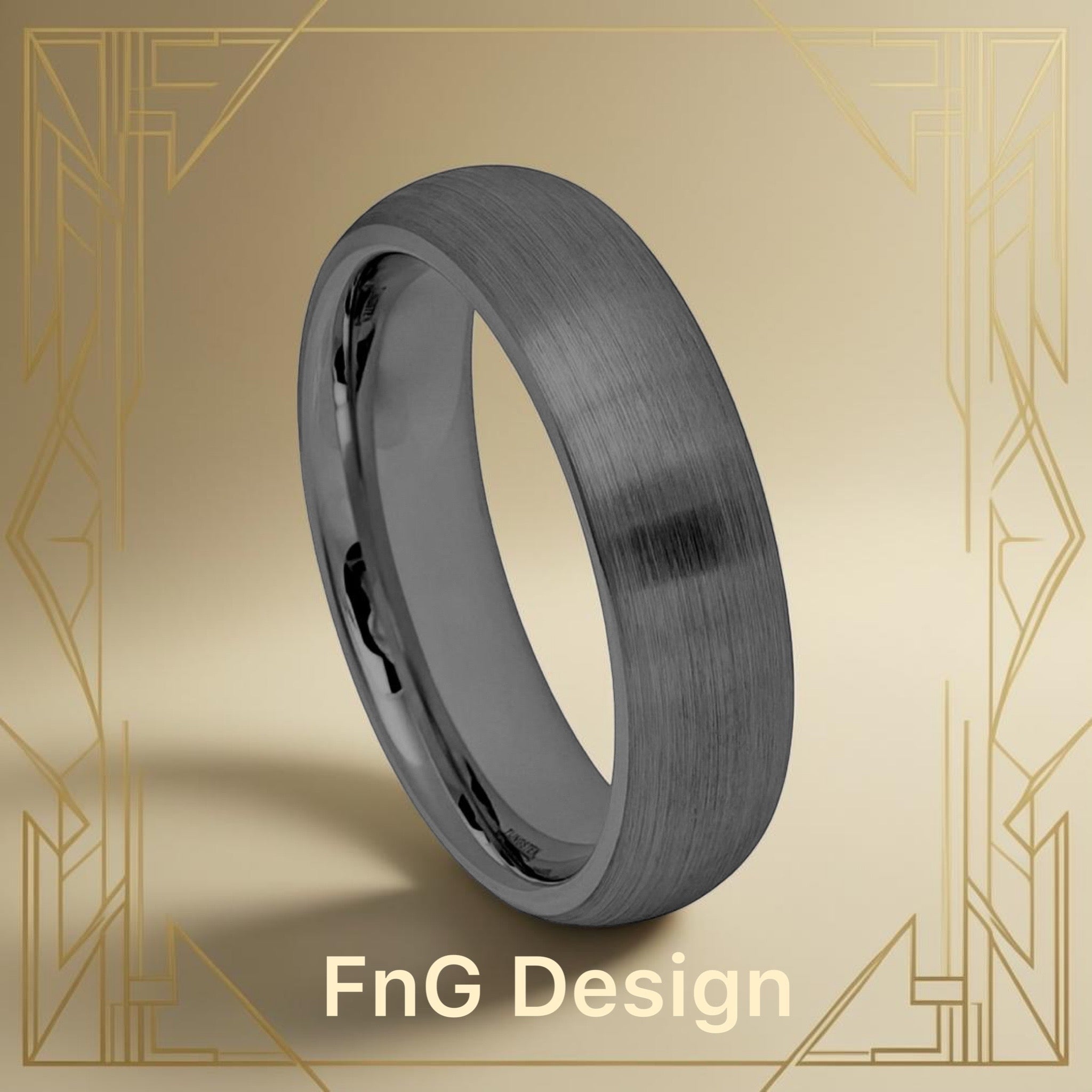 Tungsten Ring Gun Metal IP Plated Domed Brushed – 6mm