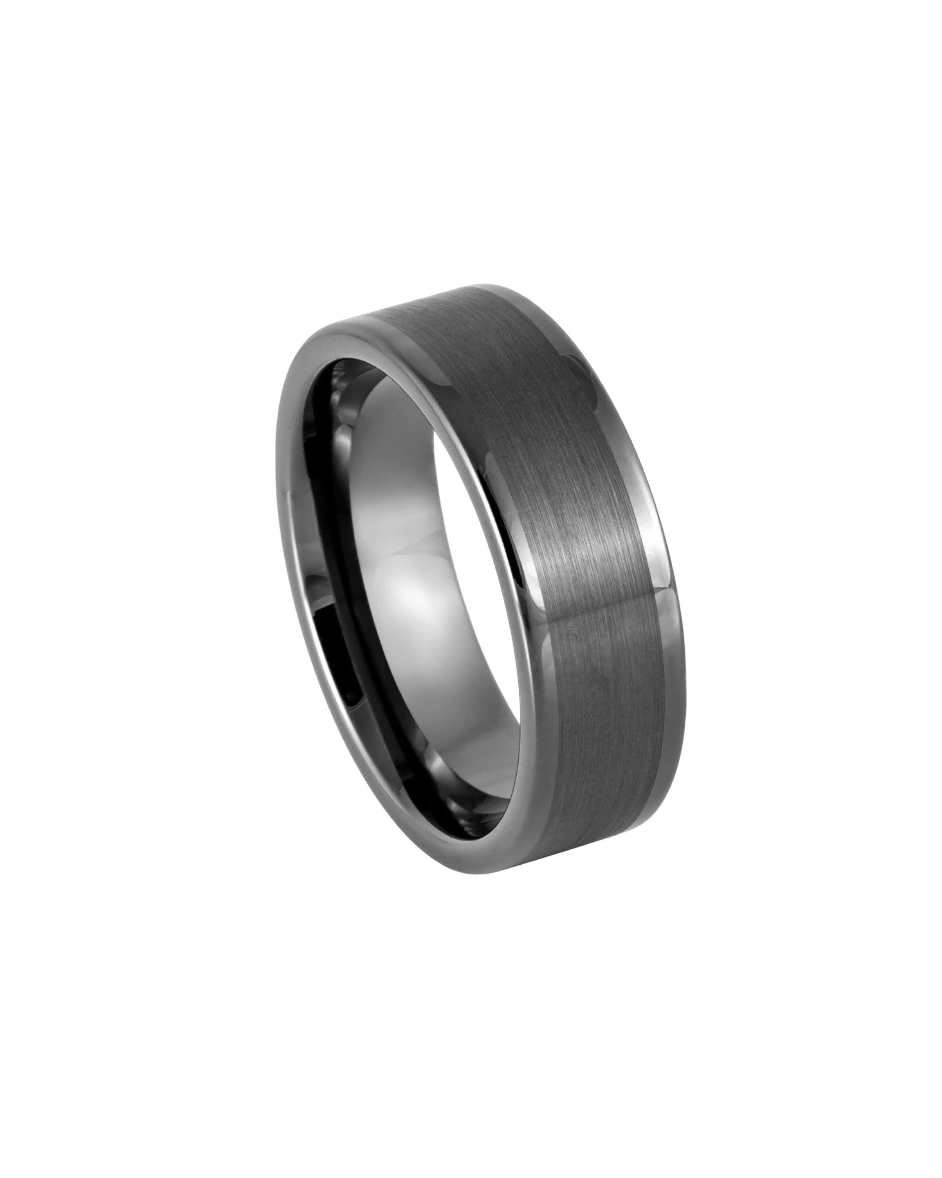Gun Metal IP Pipe Cut Brushed Center High Polish Flat Edge – 8mm