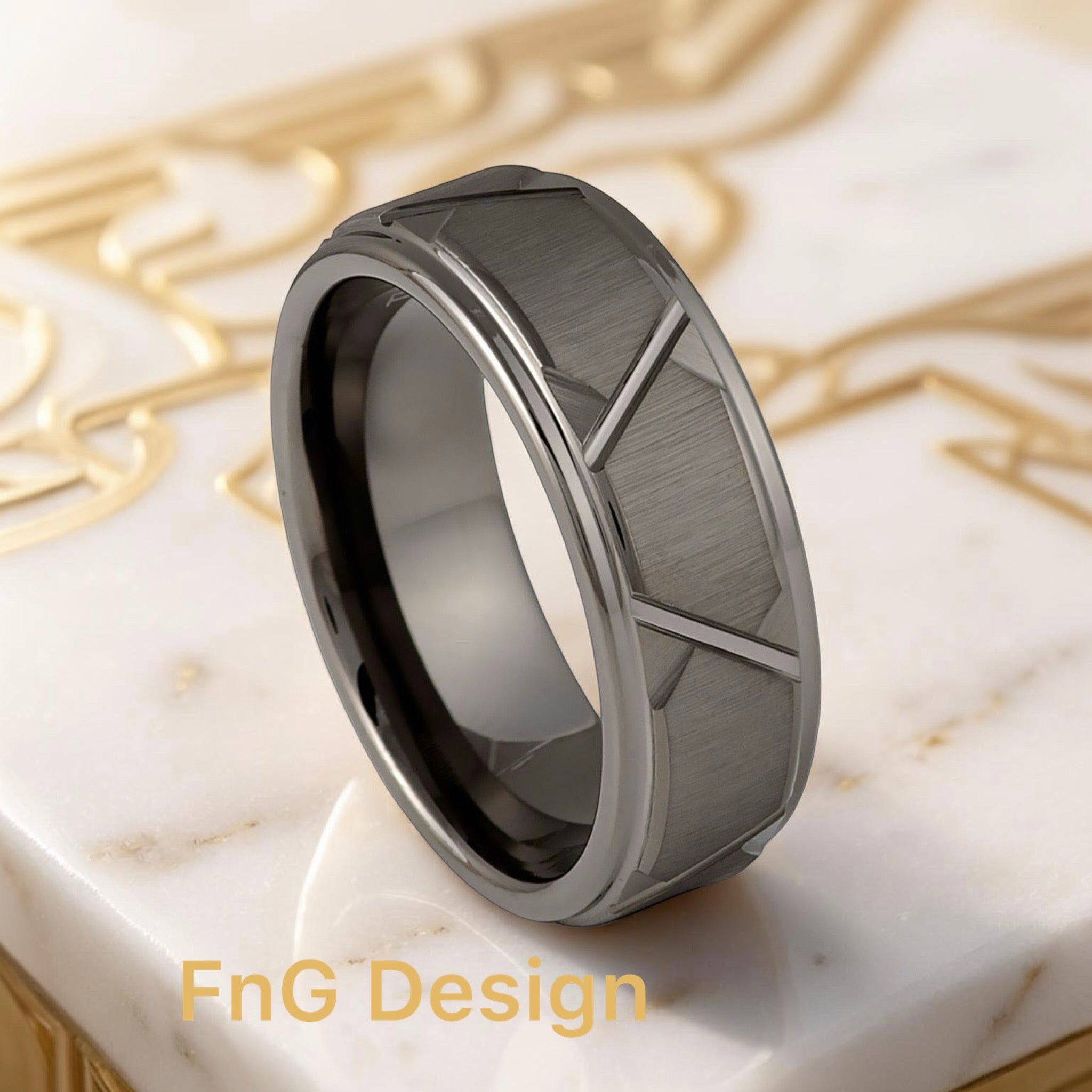 Gun Metal IP Plated Trapezoids Design – 8mm