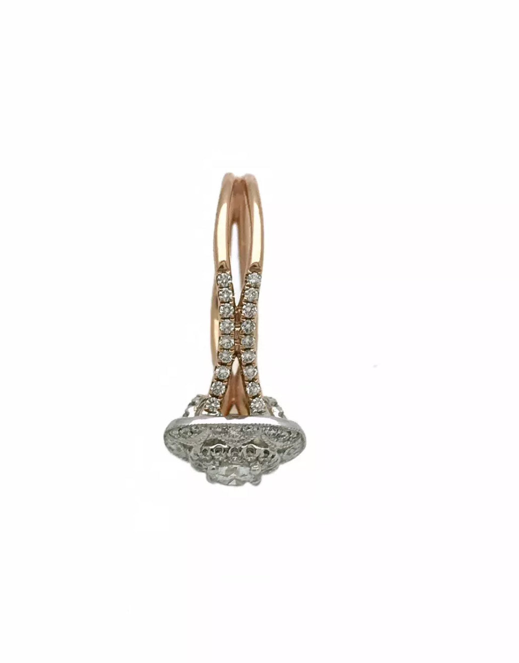 0.32 Cts. Dia (Ctr)/ 0.58 Cts. Dia VS2 14K White & Rose Gold Engagement Ring