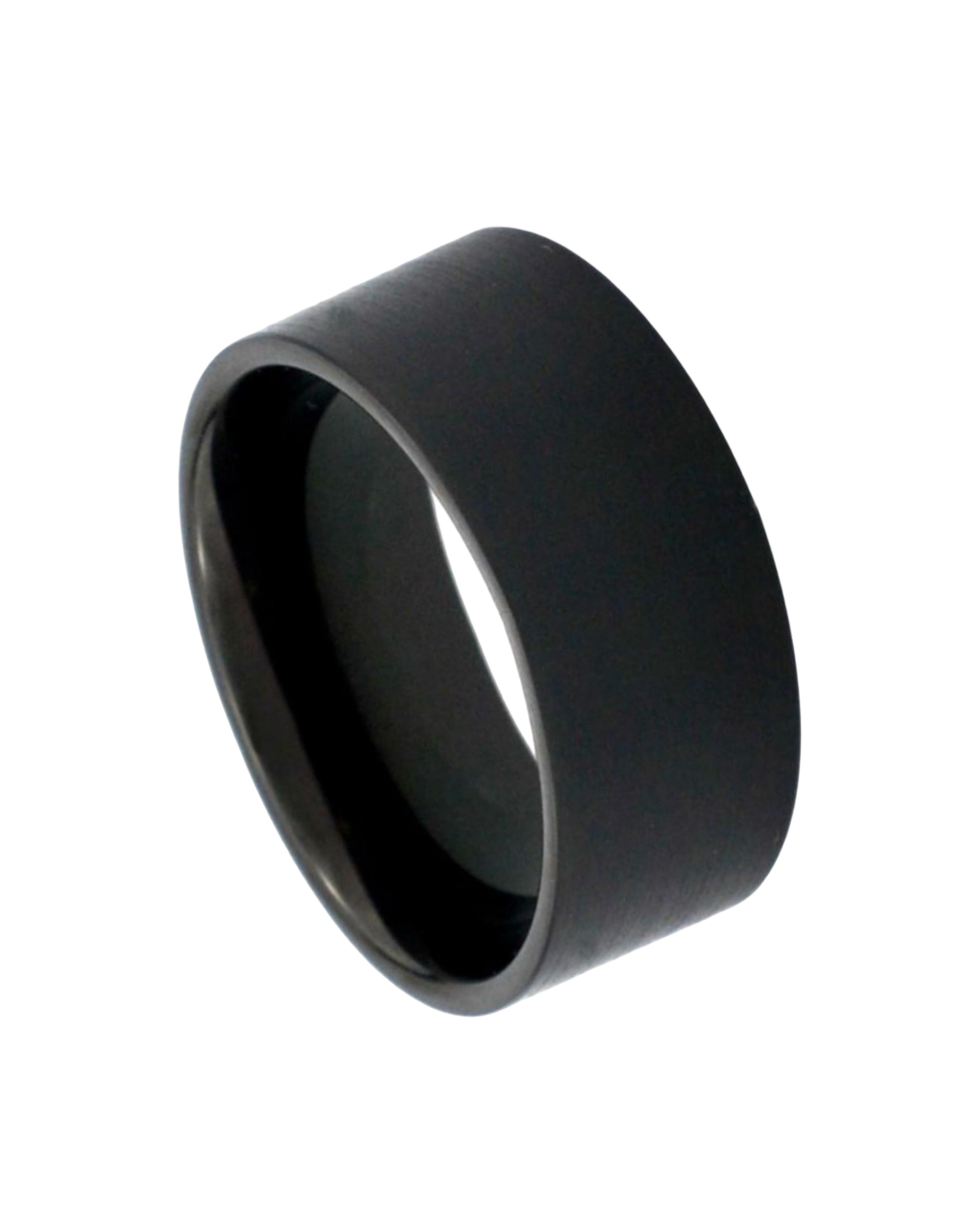 Tungsten Ring Black IP Plated Brushed Pipe Cut Band – 12mm