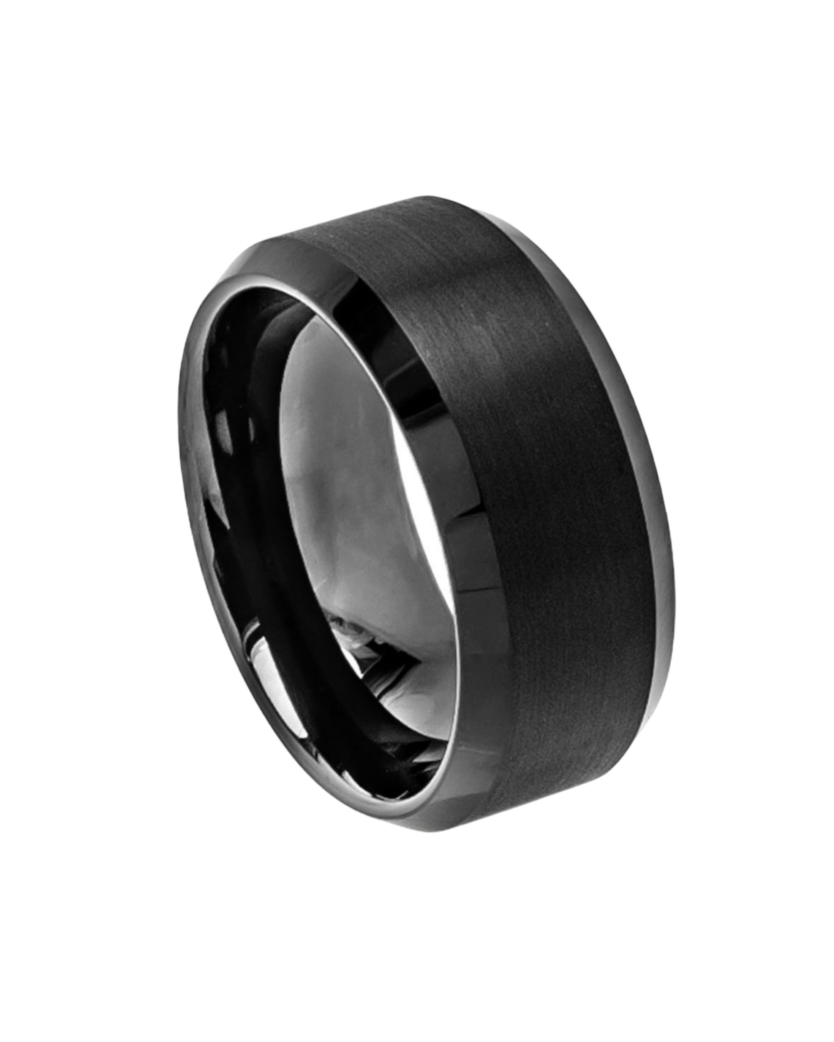 Tungsten Ring Brushed Center High Polished Beveled Edge – 10mm