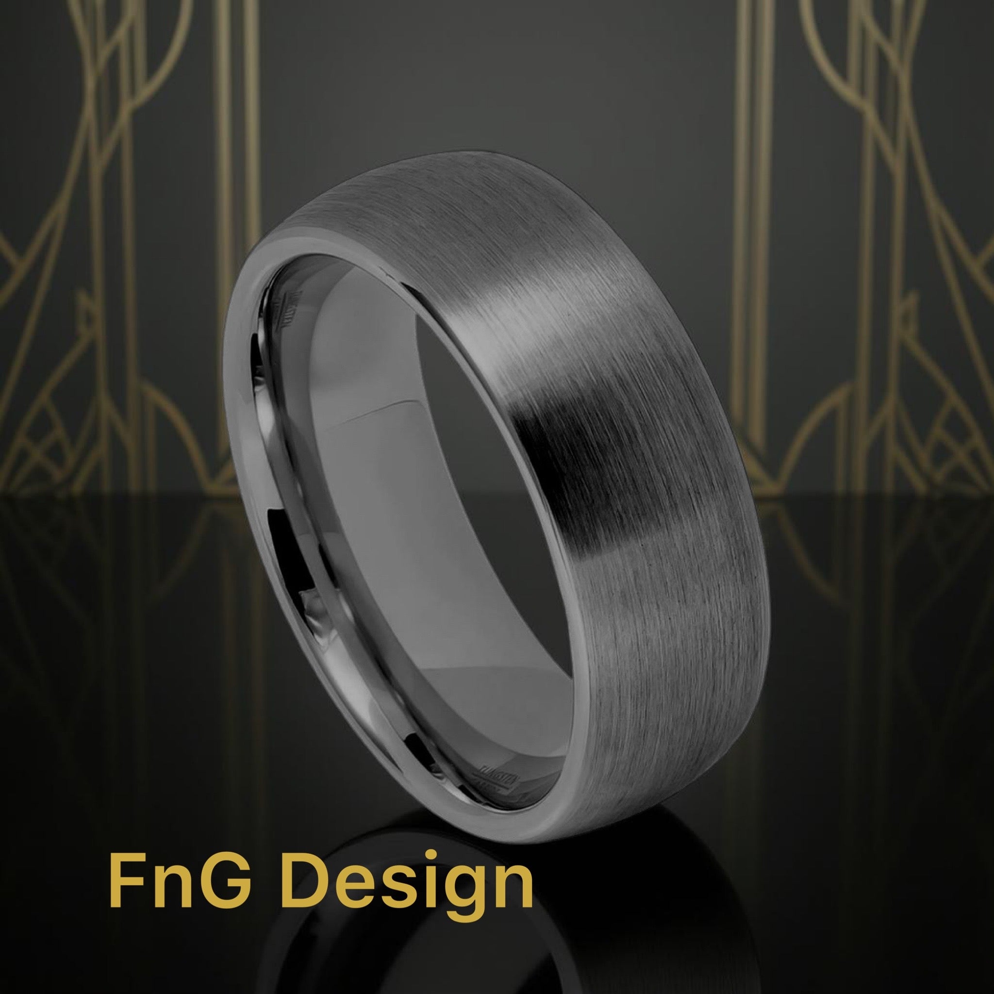 Tungsten Ring Gun Metal IP Plated Domed Brushed – 8mm