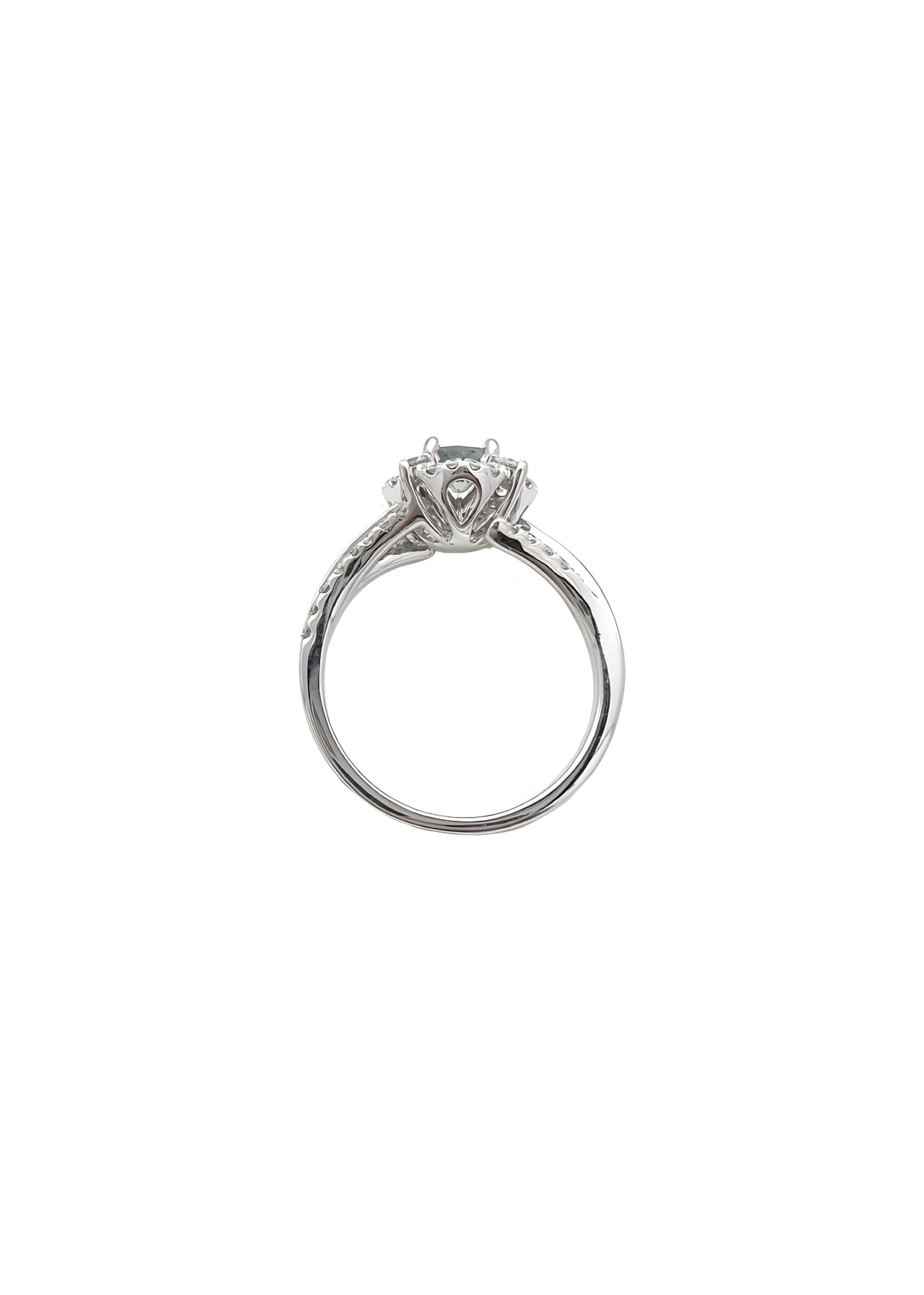 0.57 Carats Alexandrite Bluish-Green Color Change GIA (Certified) & 0.92 Carats Diamond VS2 Set In 14K White Gold Ring