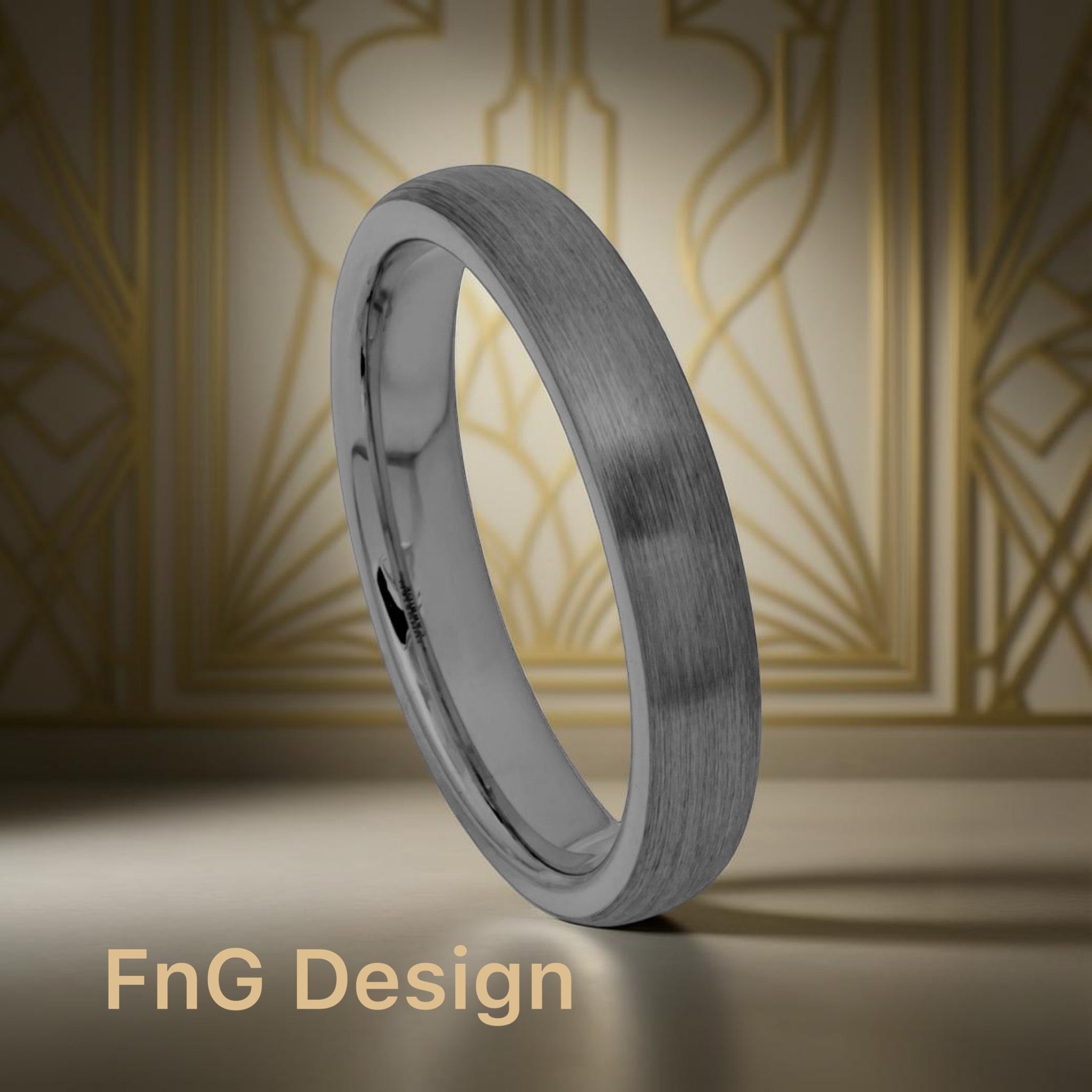 Tungsten Ring Gun Metal IP Plated Domed Brushed – 4mm