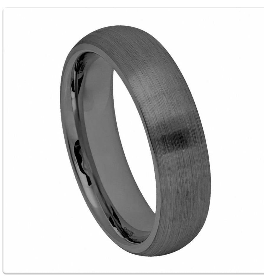 Tungsten Ring Gun Metal IP Plated Domed Brushed – 6mm