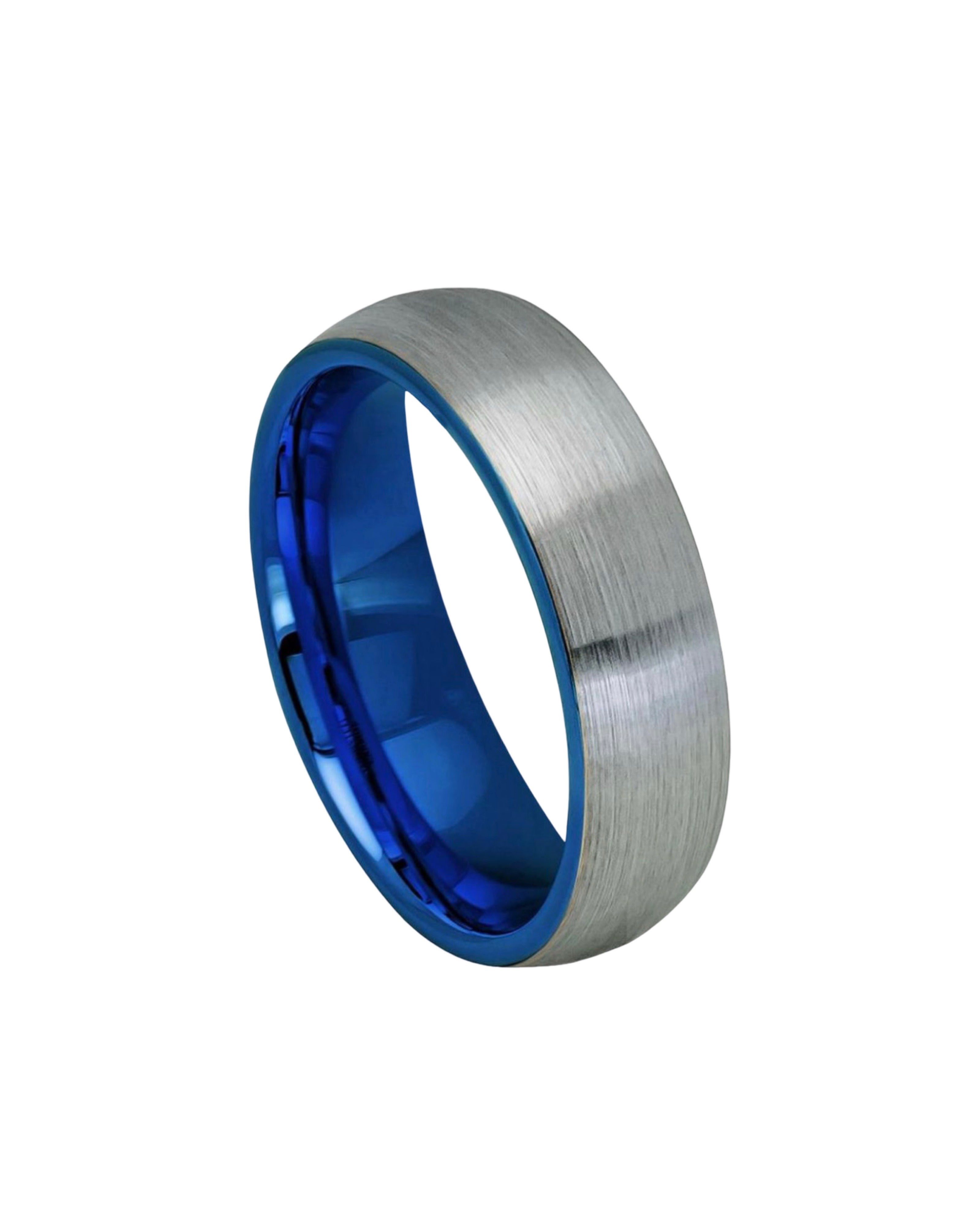Domed Blue IP Plated Inside & Gun Metal Brushed Center – 6mm