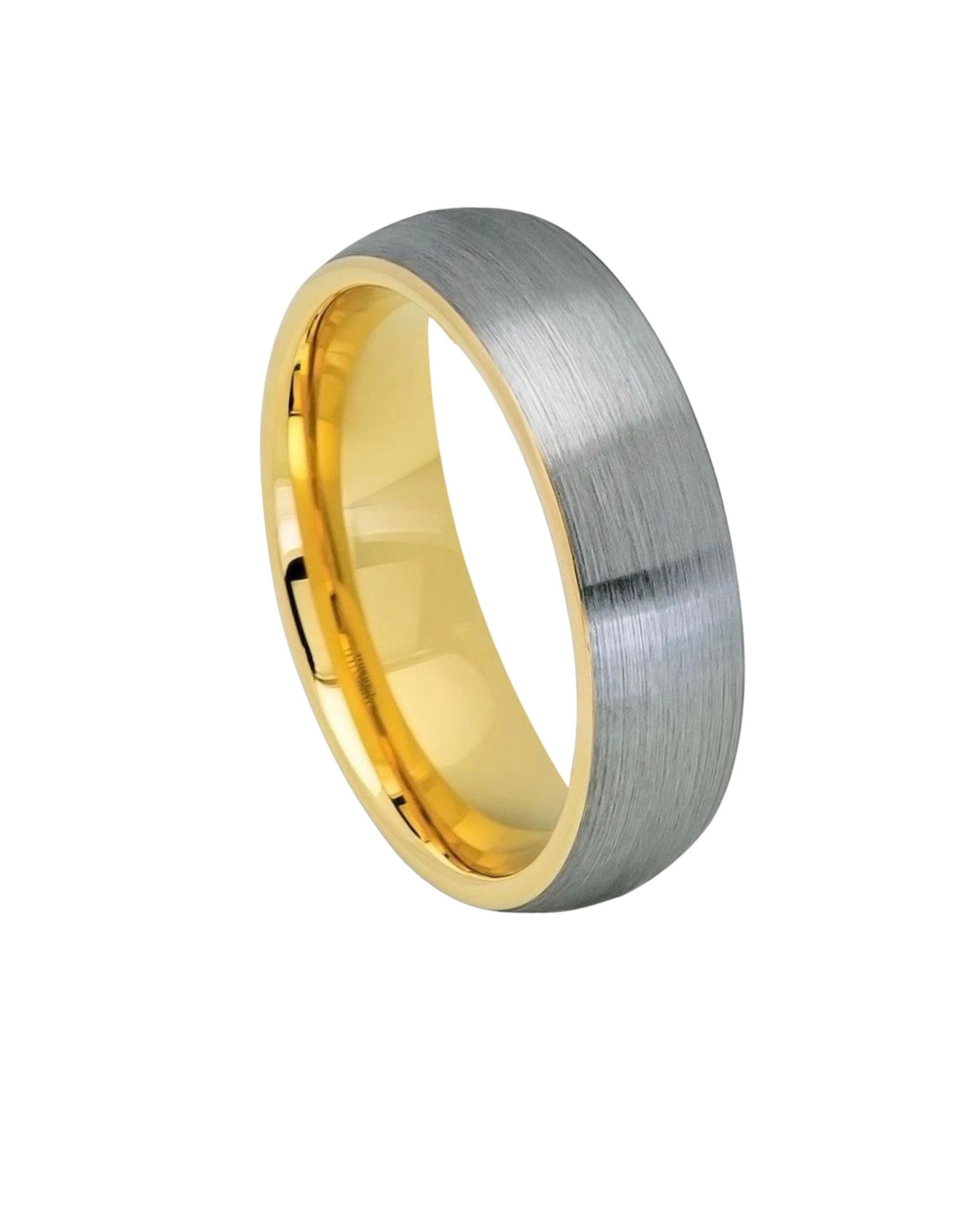 Domed Yellow Gold IP Plated Inside & Gun Metal Brushed Center – 6mm