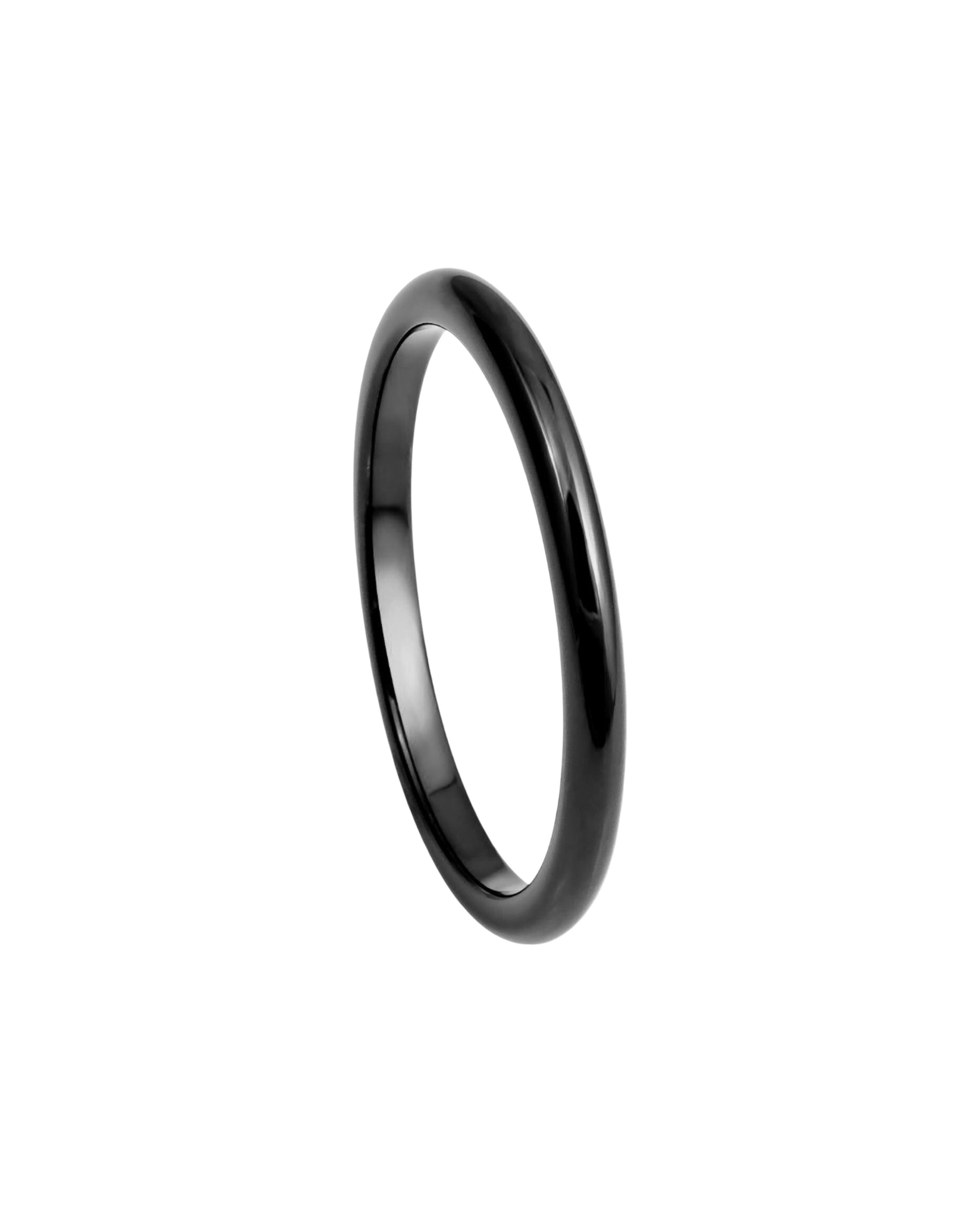 Tungsten Ring Black IP Plated High Polished Thin Band – 2mm
