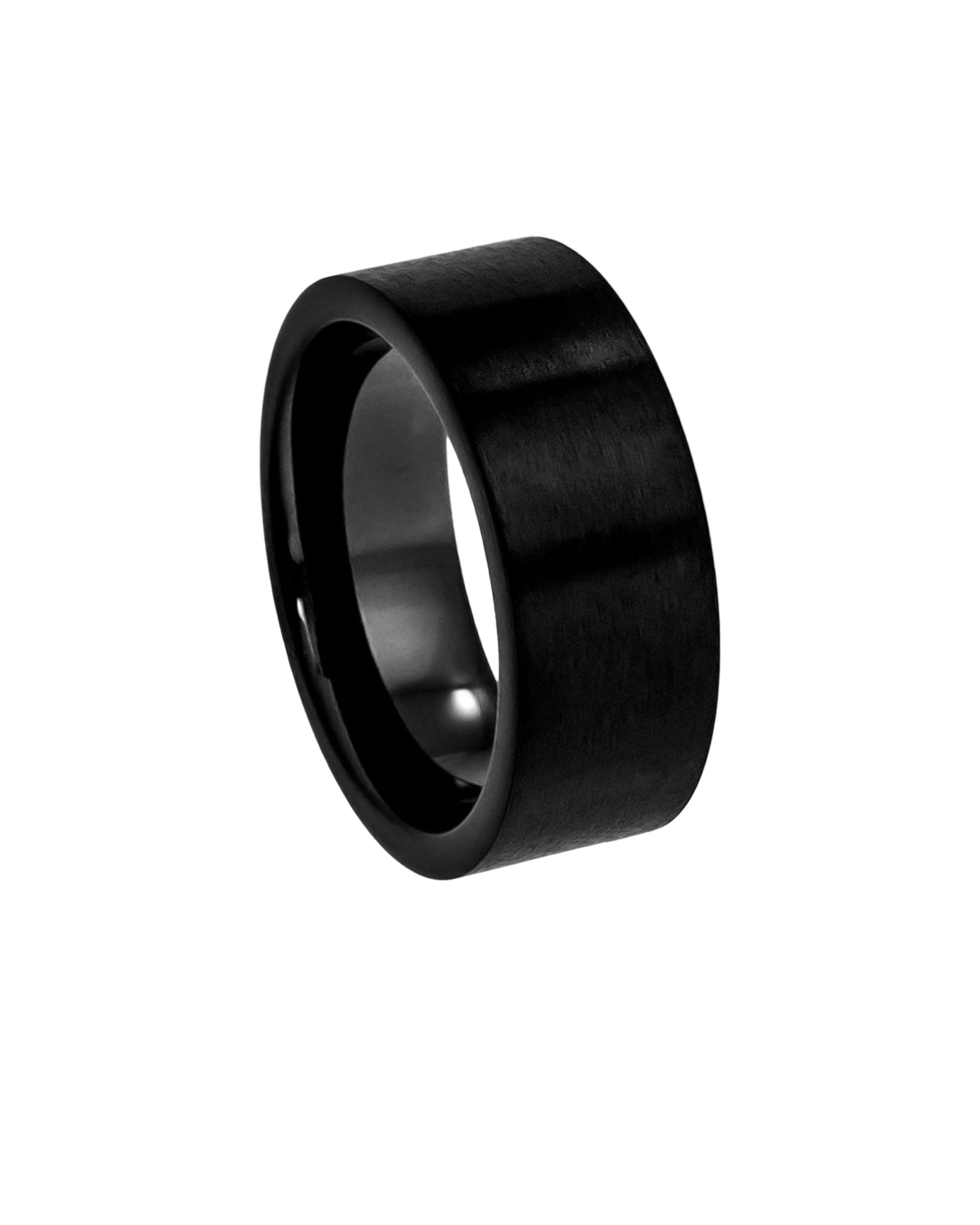 Tungsten Ring Black IP Plated Brushed Pipe Cut Band – 9mm